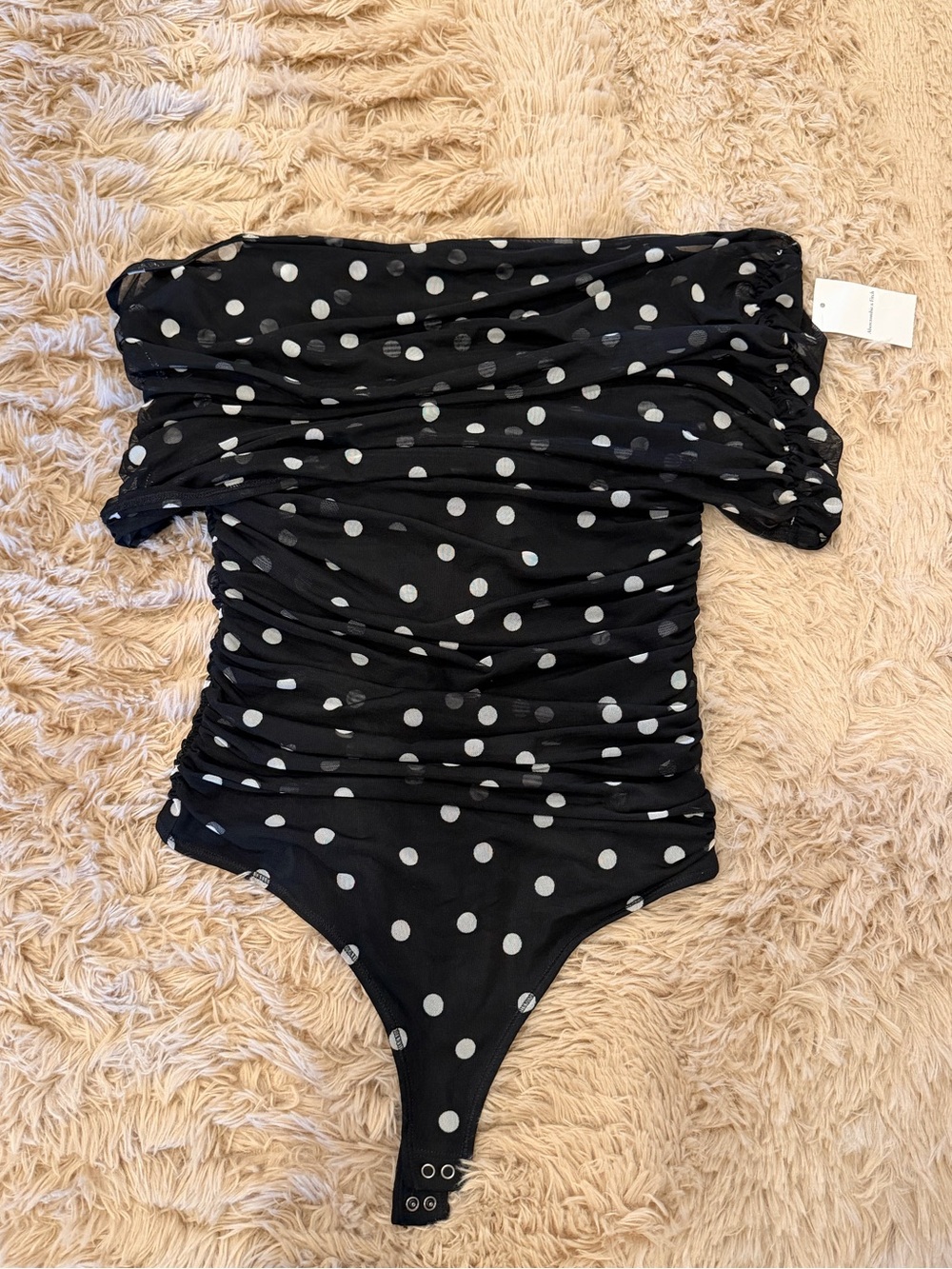 Abercrombie & Fitch Black Polka Dot Off-Shoulder Bodysuit